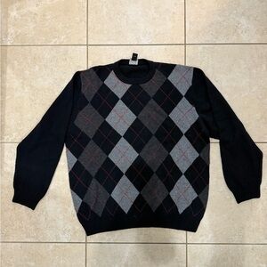 Jos. A. Bank Navy and Gray Argyle Crewneck Sweater